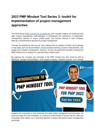 2023 pmp mindset tool series 3 toolkit