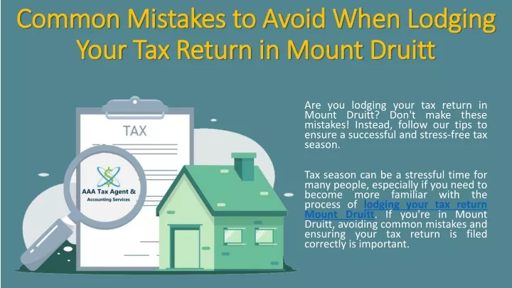 common mistakes to avoid when lodging your tax return in mount druitt