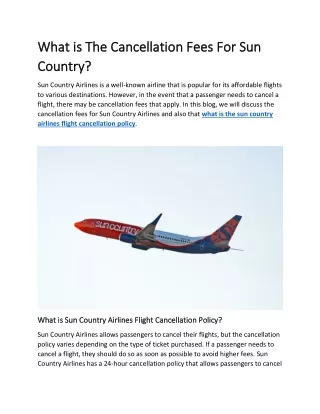 What is The Cancellation Fees For Sun Country