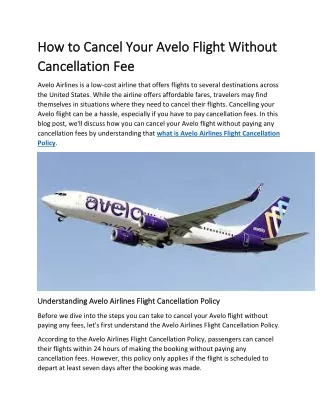 How to Cancel Your Avelo Flight Without Cancellation Fee