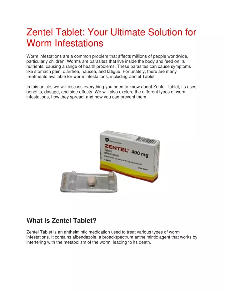 zentel tablet your ultimate solution for worm