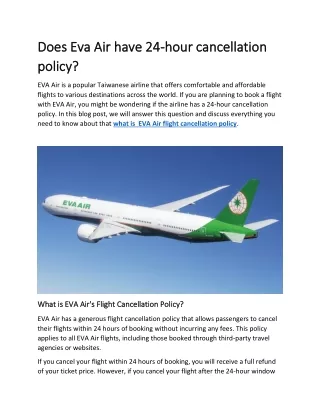 Does Eva Air have 24-hour cancellation policy