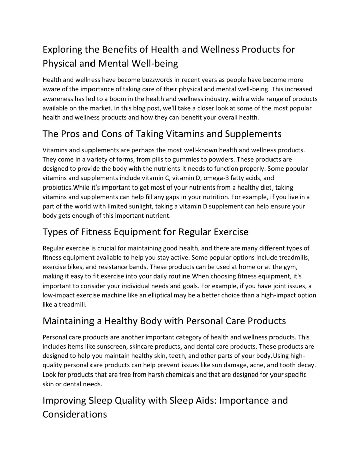 benefits of health and wellness essay