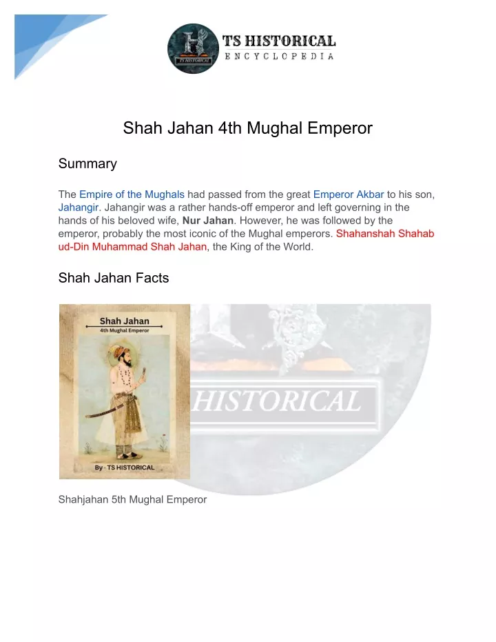 shah jahan 4th mughal emperor