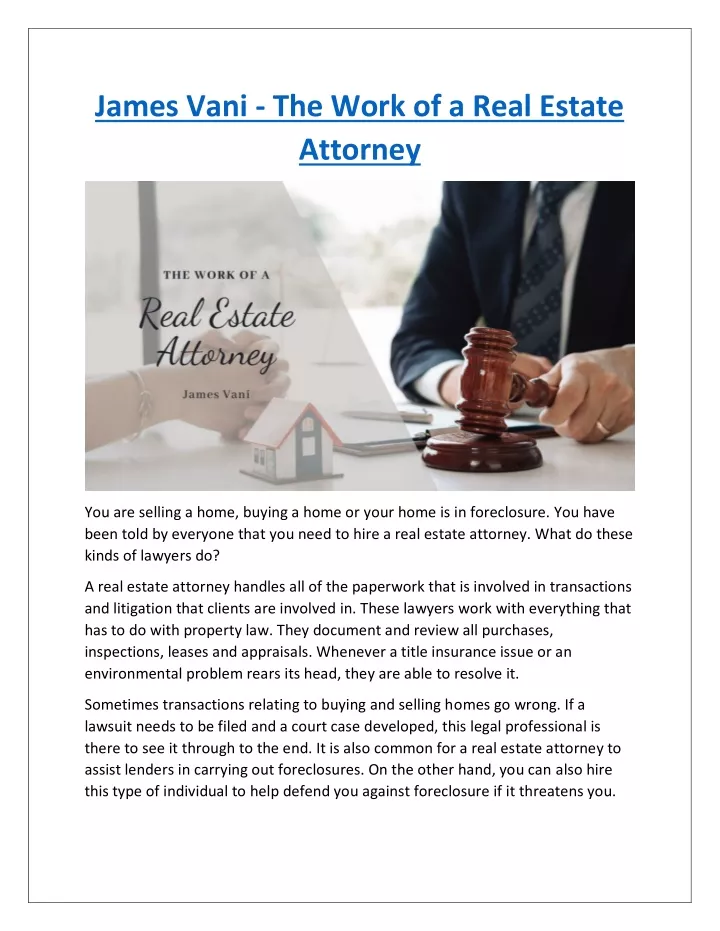 james vani the work of a real estate attorney