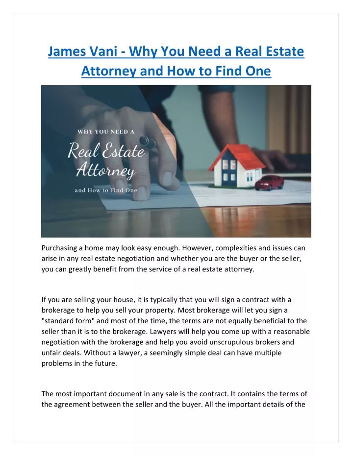 james vani why you need a real estate attorney