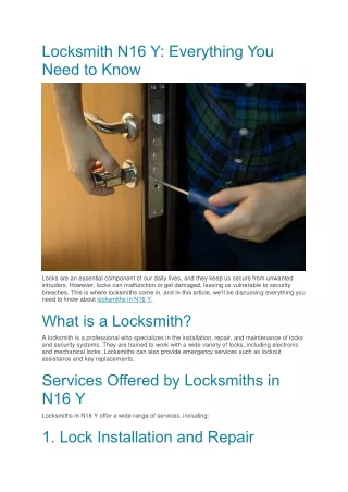Locksmith N16 Y