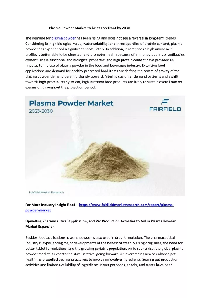 plasma powder market to be at forefront by 2030