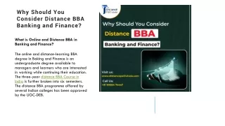 Why Should You Consider Distance BBA Banking and finance
