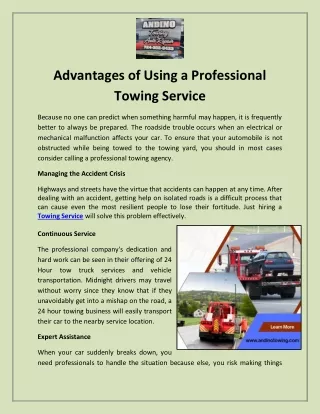 Advantages of Using a Professional Towing Service