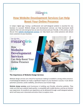 How Website Development Services Can Help Boost Your Online Presence