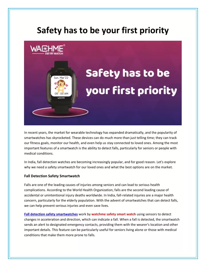 safety has to be your first priority