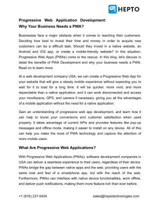 Progressive Web Application Development: Why Your Business Needs a PWA?