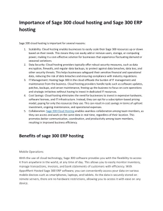 Importance of Sage 300 cloud hosting and Sage 300 ERP hosting