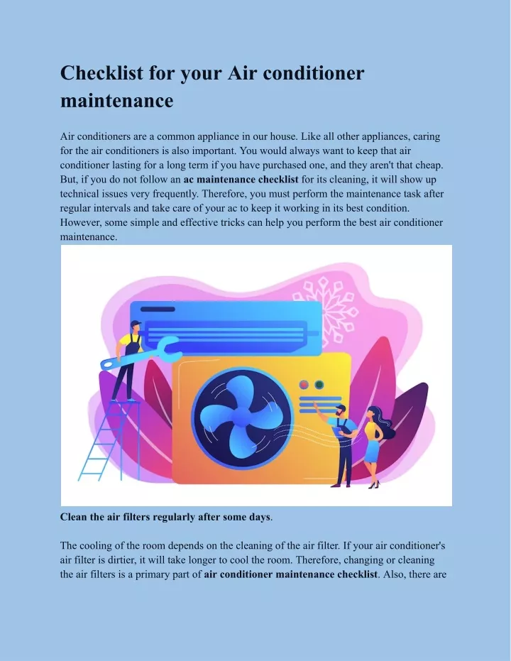 PPT - Checklist For Your Air Conditioner Maintenance PowerPoint ...