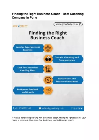 Finding the Right Business Coach - Best Coaching Company in Pune