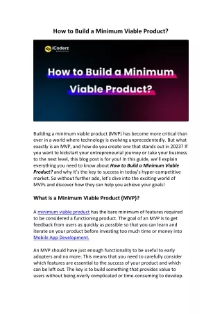 How to Build a Minimum Viable Product