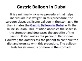 Gastric Balloon in Dubai