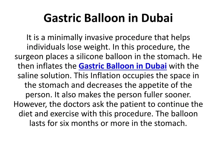 gastric balloon in dubai
