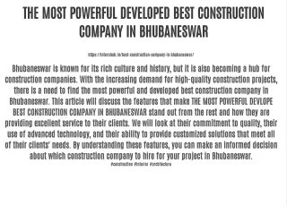 THE MOST POWERFUL DEVELOPED BEST CONSTRUCTION COMPANY IN BHUBANESWAR