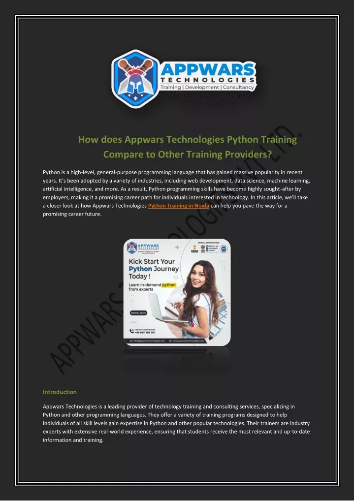 how does appwars technologies python training