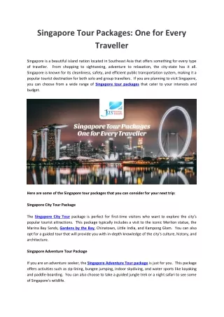 Singapore Tour Packages: One for Every Traveller