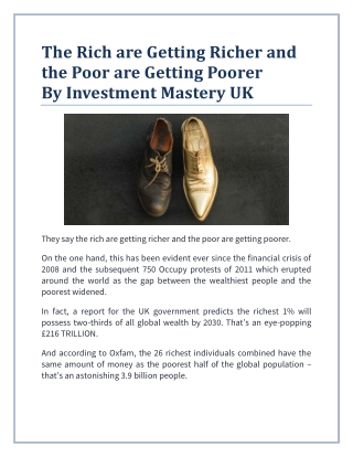 The Rich are Getting Richer and the Poor are Getting Poorer_Investment Mastery UK