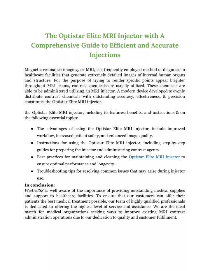 the optistar elite mri injector with