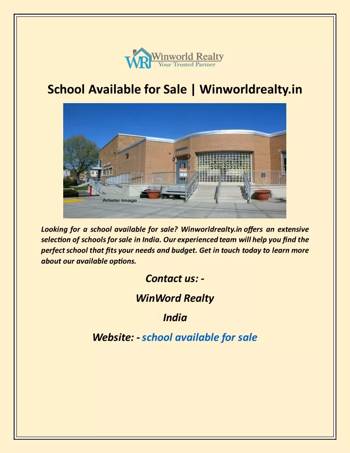 school available for sale winworldrealty in