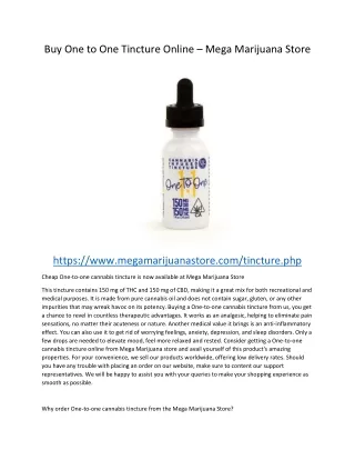 buy one to one tincture online mega marijuana