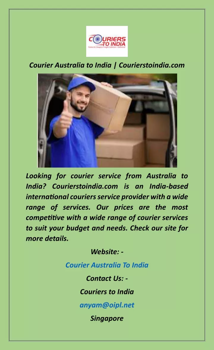 courier australia to india courierstoindia com