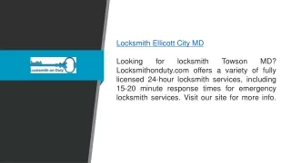 Locksmith Ellicott City Md  Locksmithonduty.com