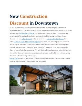 New Construction Discount in Edge at Downtown Superior, Colorado