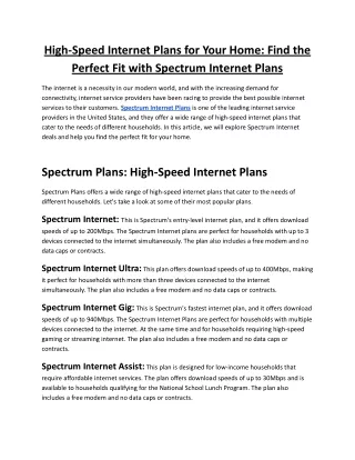 high speed internet plans for your home find