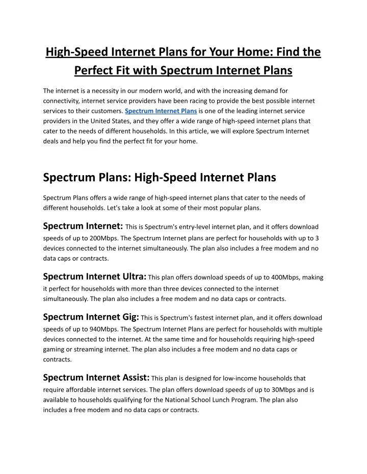 high speed internet plans for your home find