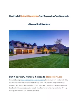Discount Real Estate Agent in Colorado
