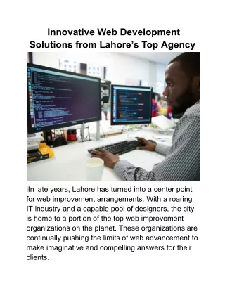 Innovative Web Development Solutions from Lahore’s Top Agency