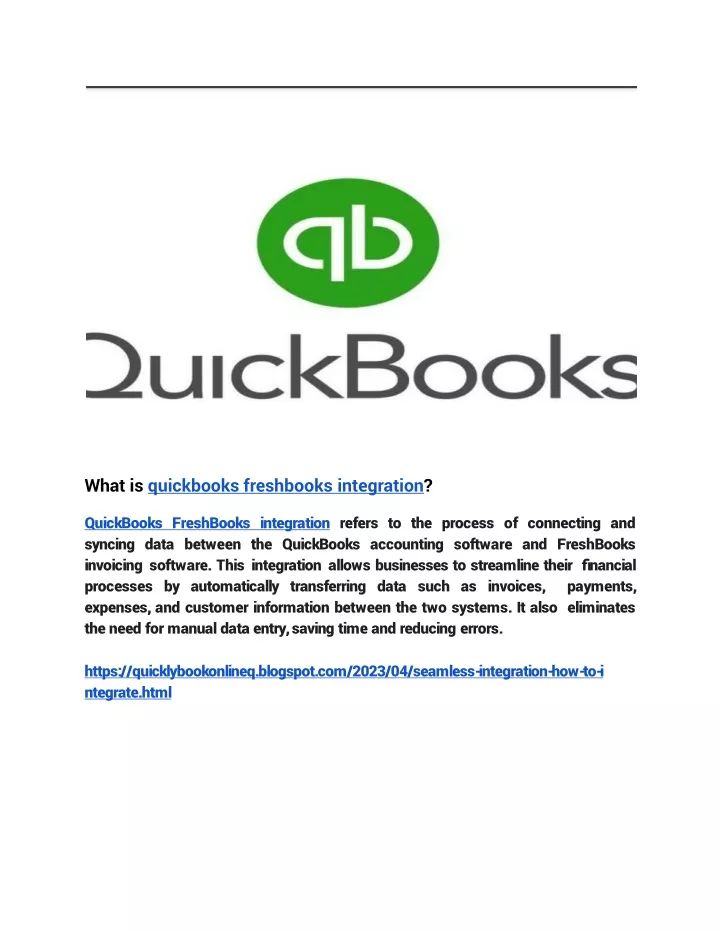 what is quickbooks freshbooks integration