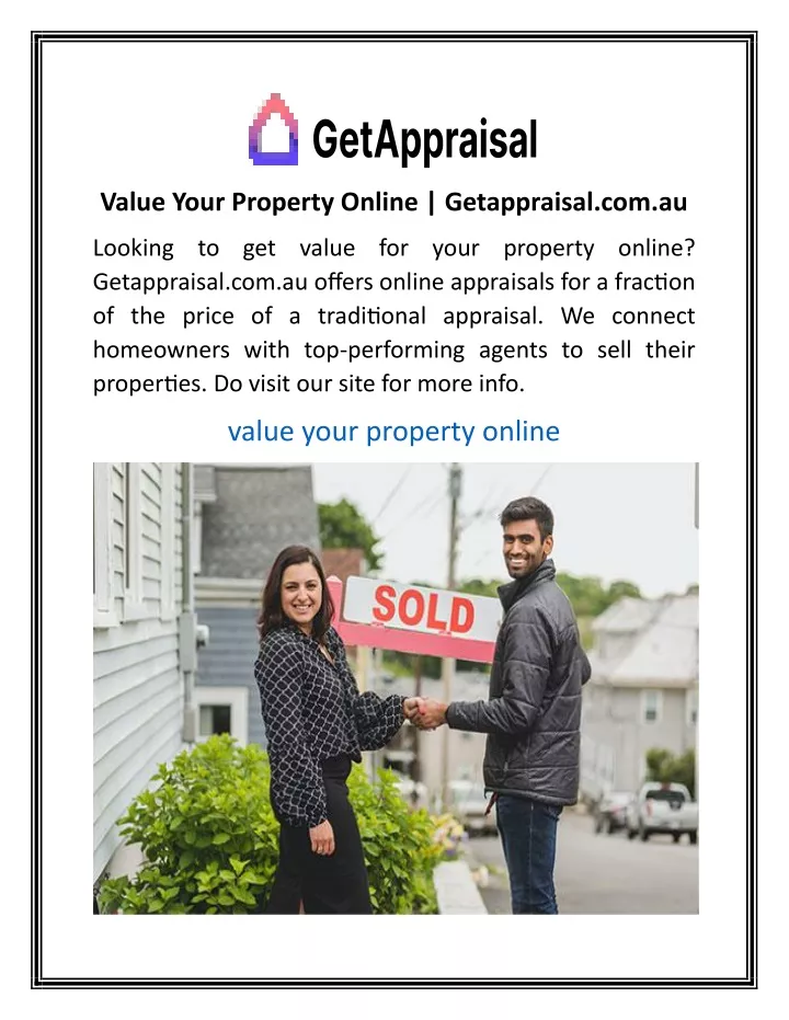 value your property online getappraisal com au