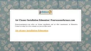 Air Cleaner Installation Edmonton  Fourseasonsfurnace.com