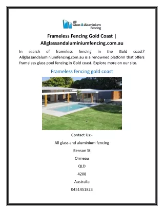 Frameless Fencing Gold Coast  Allglassandaluminiumfencing.com.au