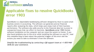 Applicable fixes to resolve QuickBooks error 1903