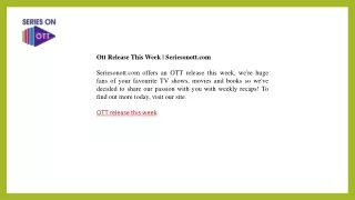 Ott Release This Week  Seriesonott.com