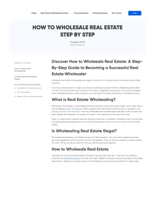 What is wholesaling real estate