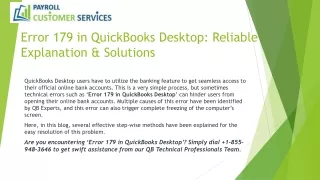 Error 179 in QuickBooks Desktop Reliable Explanation & Solutions