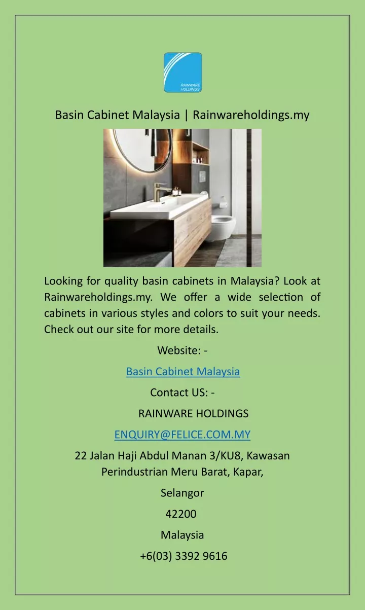 basin cabinet malaysia rainwareholdings my