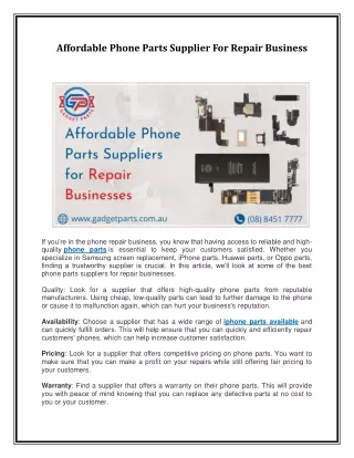 Best Phone Parts Supplier For Repair Business