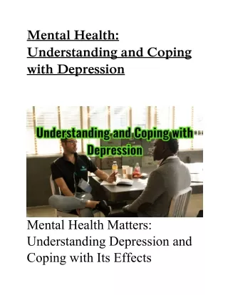 Mental Health: Understanding and Coping with Depression