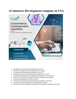 eCommerce Development company in USA - ApexWebsoft