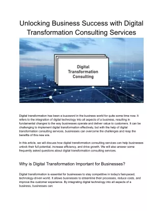 Unlocking Business Success with Digital Transformation Consulting Services